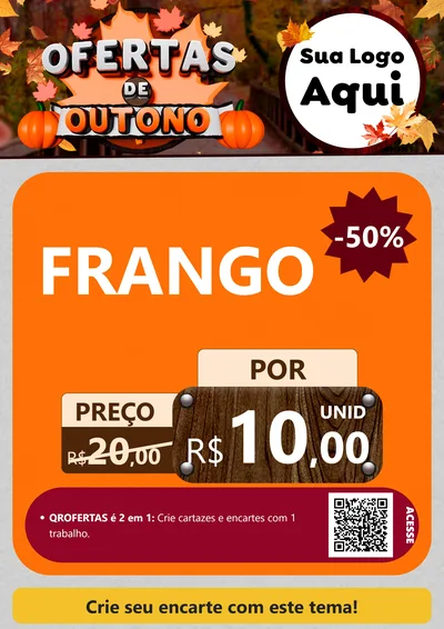 Modelo de Cartaz para Cartaz A4 Vertical com o tema Ofertas de Outono para Assados
