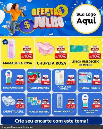 Modelo de Rede Social para Feed Instagram com o tema Ofertas de Julho para Bebês