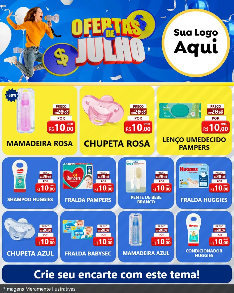 Modelo de Rede Social para Feed Instagram com o tema Ofertas de Julho para Bebês