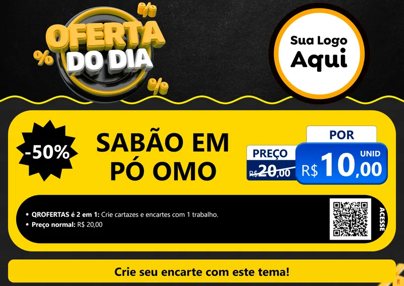 Modelo de Cartaz para Cartaz A4 Horizontal com o tema Oferta Do Dia para Produtos de Limpeza