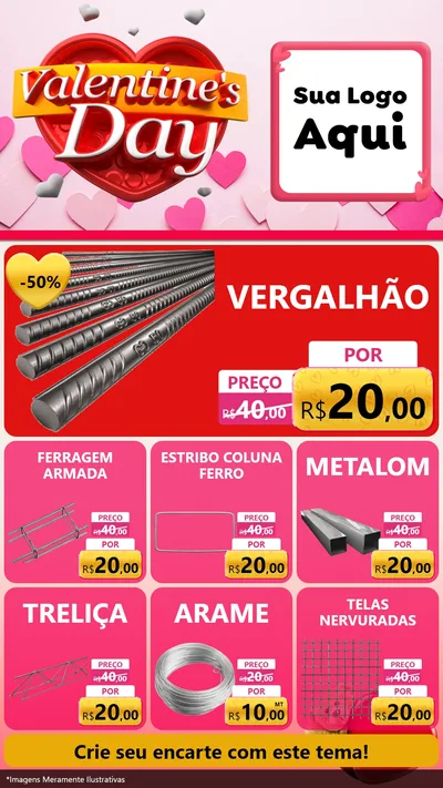 Modelo de Rede Social para Stories com o tema Valentine's Day para Ferragens