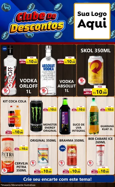 Modelo de Encarte para Encarte Grande com o tema Clube de Descontos para Distribuidora de bebidas