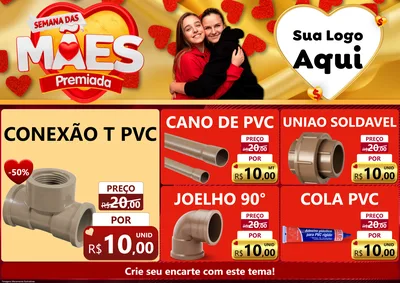 Modelo de Encarte para Encarte A4 Horizontal com o tema Semana das Mães Premiada para Tubos e conexões