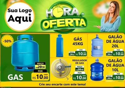 Modelo de Encarte para Encarte A4 Horizontal com o tema Hora da Oferta para Água e gás