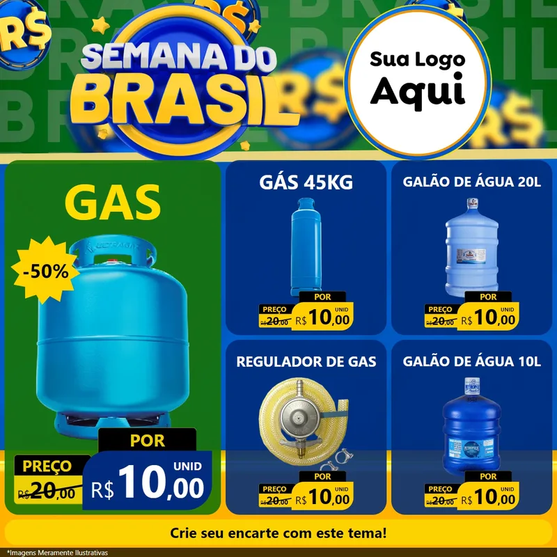 Modelo de Rede Social para Feed Facebook com o tema Semana Do Brasil para Água e gás