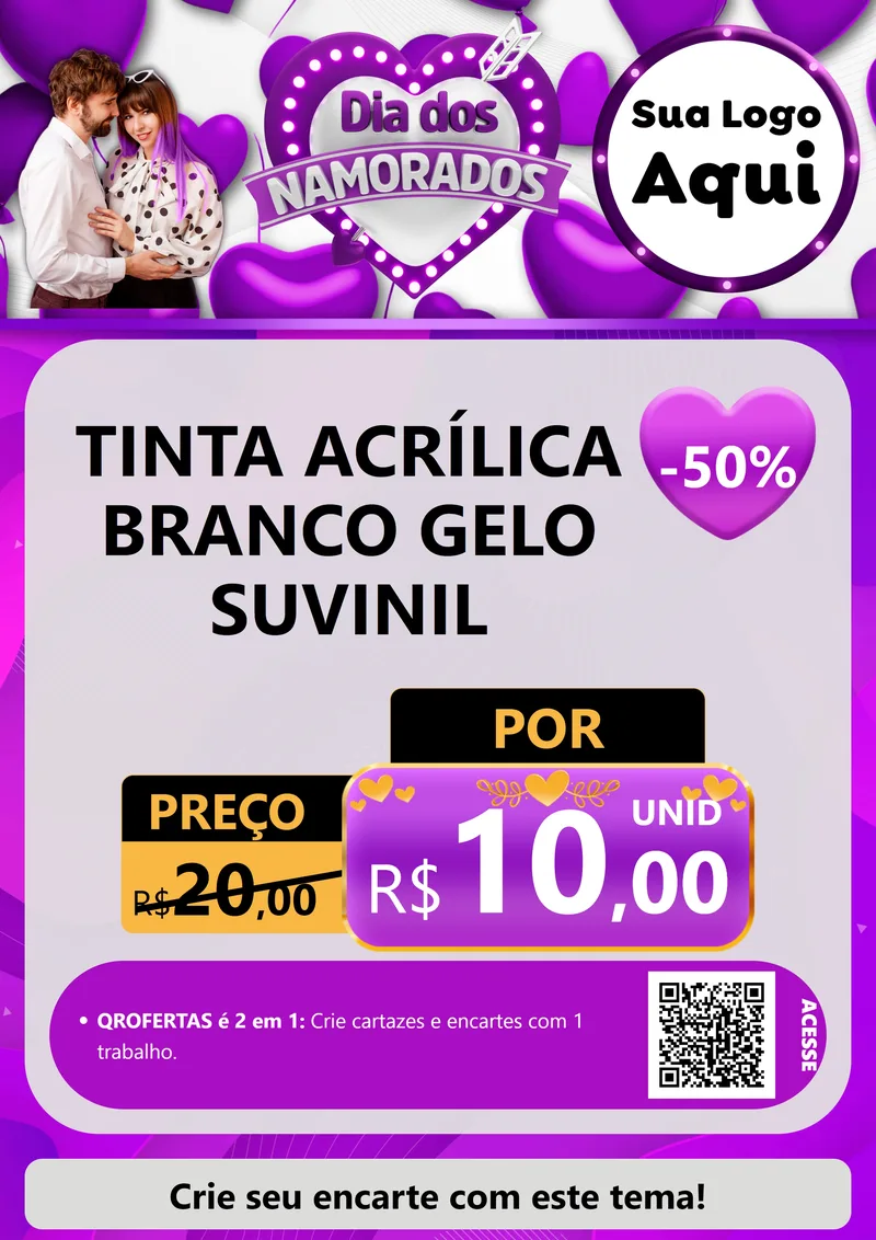 Modelo de Cartaz para Cartaz A4 Vertical com o tema Dia dos Namorados para Tintas e Ferramentas