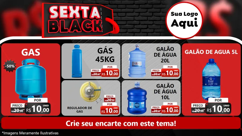Modelo de TV para TV Horizontal com o tema Sexta Black para Água e gás