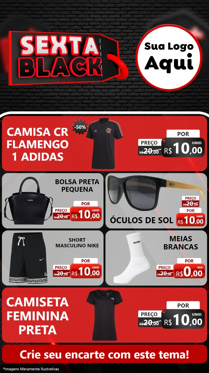 Modelo de TV para TV Vertical com o tema Sexta Black para Roupas e acessórios