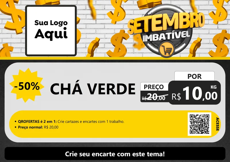Modelo de Cartaz para Cartaz A4 Horizontal com o tema Setembro Imbatível para Produtos Naturais