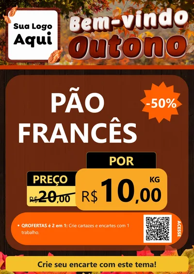 Modelo de Cartaz para Cartaz A4 Vertical com o tema Bem-vindo Outono para Padaria