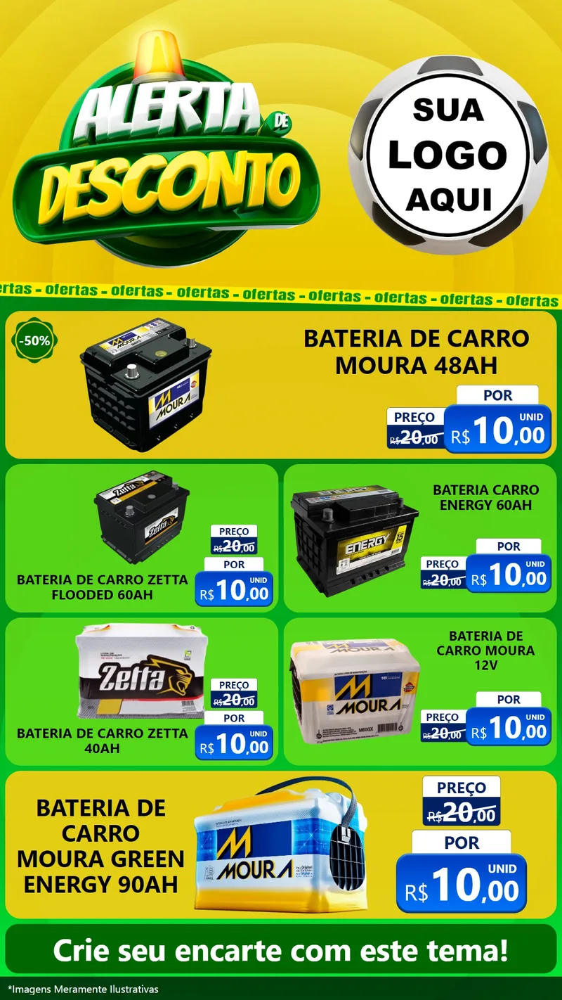 Modelo de TV para TV Vertical com o tema Alerta de Desconto para Baterias Elétricas