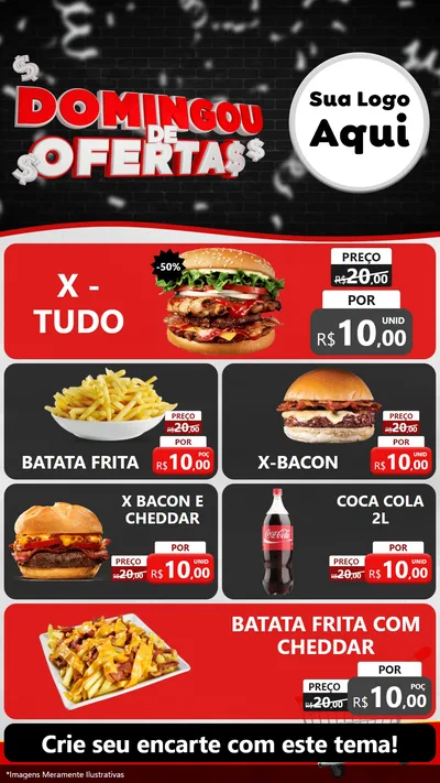 Modelo de TV para TV Vertical com o tema Domingou de Ofertas para Hamburgueria