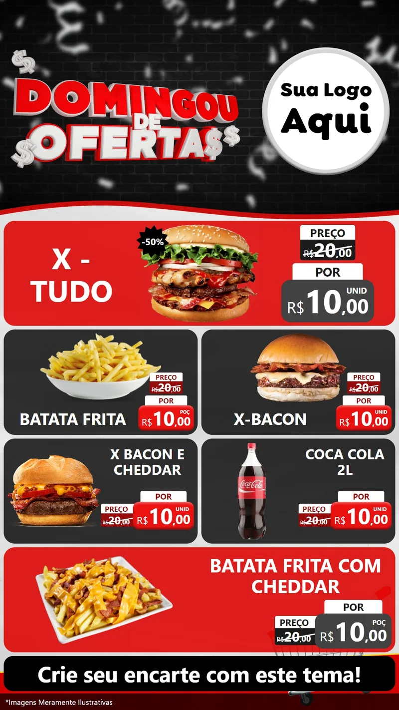 Modelo de TV para TV Vertical com o tema Domingou de Ofertas para Hamburgueria
