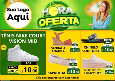 Modelo de Encarte para Encarte A4 Horizontal com o tema Hora da Oferta para Calçados