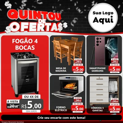 Modelo de Rede Social para Feed Facebook com o tema Quintou de Ofertas para Móveis e Eletro