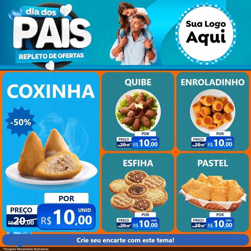 Modelo de Rede Social para Feed Facebook com o tema Dia Dos Pais Repleto de Ofertas para Salgadaria