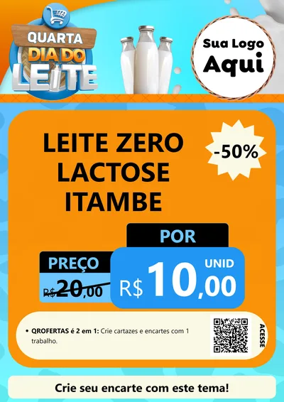 Modelo de Cartaz para Cartaz A4 Vertical com o tema Quarta Dia do Leite para Frios e Laticínios