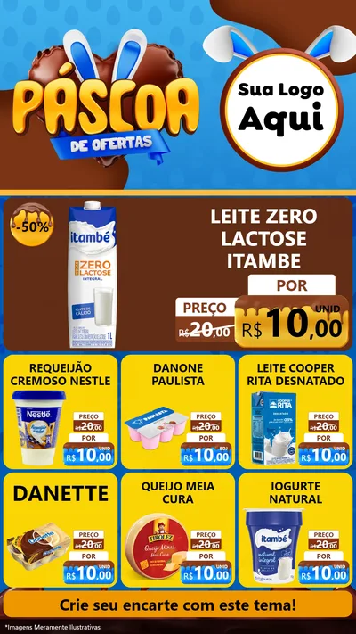Modelo de Rede Social para Stories com o tema Páscoa de Ofertas para Frios e Laticínios