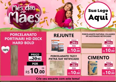 Modelo de Encarte para Encarte A4 Horizontal com o tema Mês das Mães para Pisos e revestimentos
