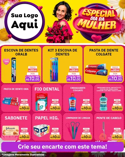 Modelo de Rede Social para Feed Instagram com o tema Especial Dia da Mulher para Higiene Pessoal