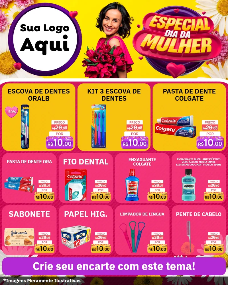 Modelo de Rede Social para Feed Instagram com o tema Especial Dia da Mulher para Higiene Pessoal