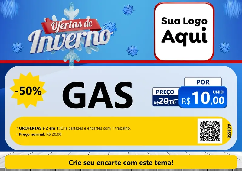 Modelo de Cartaz para Cartaz A4 Horizontal com o tema Ofertas de Inverno para Água e gás