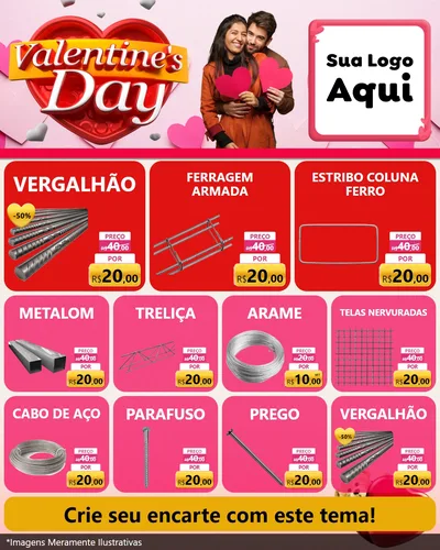 Modelo de Rede Social para Feed Instagram com o tema Valentine's Day para Ferragens