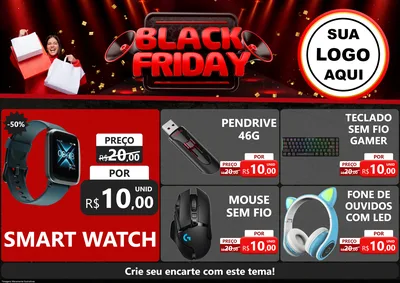 Modelo de Encarte para Encarte A4 Horizontal com o tema Black Friday para Informática