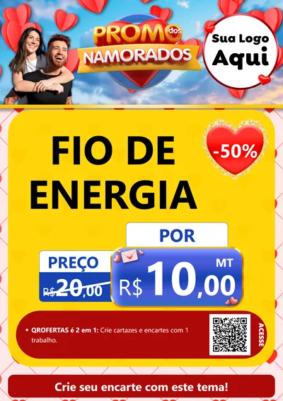 Modelo de Cartaz para Cartaz A4 Vertical com o tema Promo dos Namorados para Materiais Elétricos