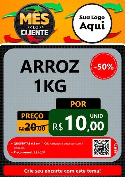 Modelo de Cartaz para Cartaz A4 Vertical com o tema Mês do Cliente para Supermercado