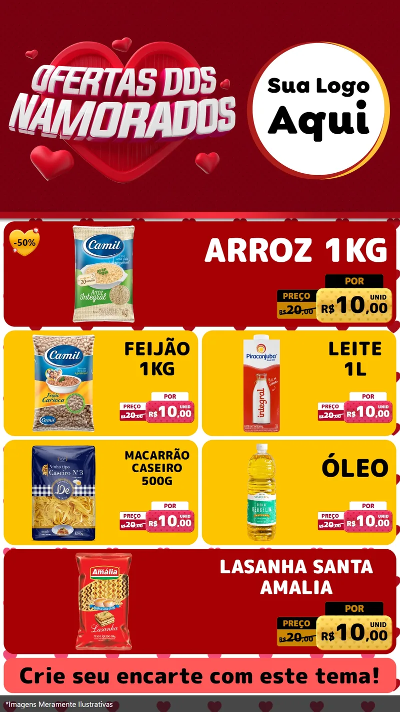 Modelo de TV para TV Vertical com o tema Ofertas Dos Namorados para Supermercado
