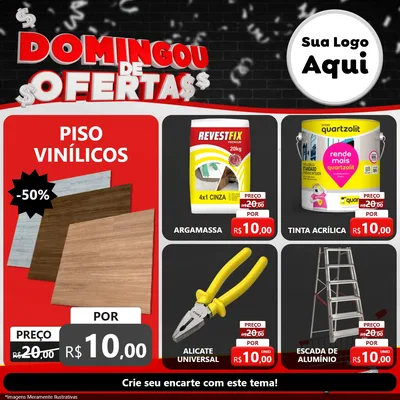 Modelo de Rede Social para Feed Facebook com o tema Domingou de Ofertas para Material para Construção