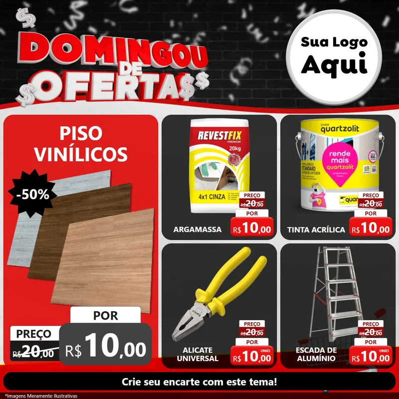 Modelo de Rede Social para Feed Facebook com o tema Domingou de Ofertas para Material para Construção