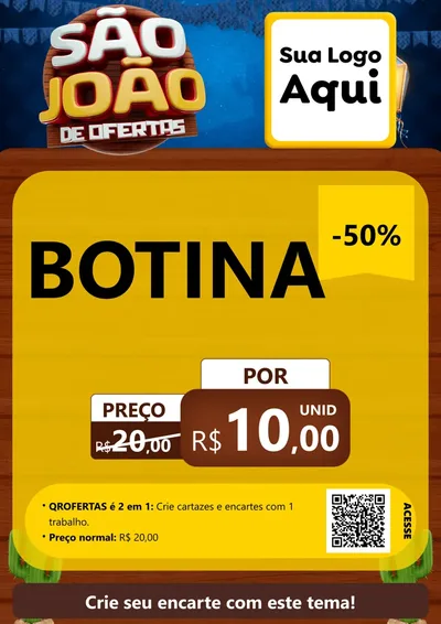 Modelo de Cartaz para Cartaz A4 Vertical com o tema São João Ofertas Imbatíveis! - Junina para Agropecuária