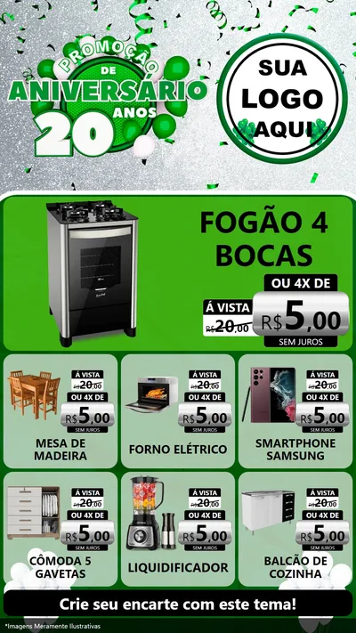 Modelo de Rede Social para Stories com o tema Promoção de Aniversário - 20 Anos para Móveis e Eletro