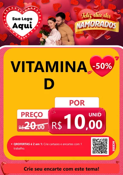 Modelo de Cartaz para Cartaz A4 Vertical com o tema Feliz Dia Dos Namorados para Farmácia