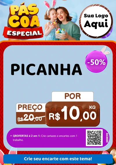 Modelo de Cartaz para Cartaz A4 Vertical com o tema Páscoa Especial para Açougue