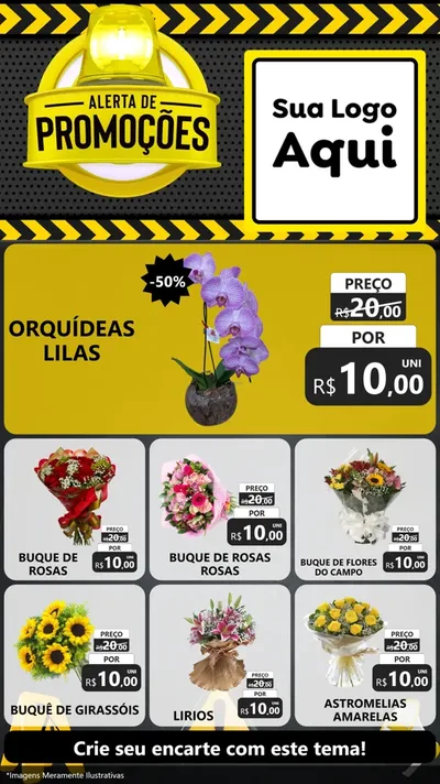 Modelo de Rede Social para Stories com o tema Alerta de Promoções para Floricultura e jardim
