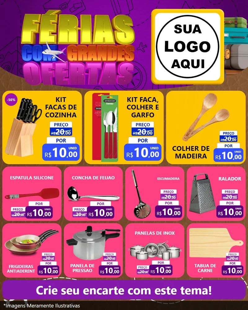 Modelo de Rede Social para Feed Instagram com o tema Férias com Grandes Ofertas para Utilidades Domésticas