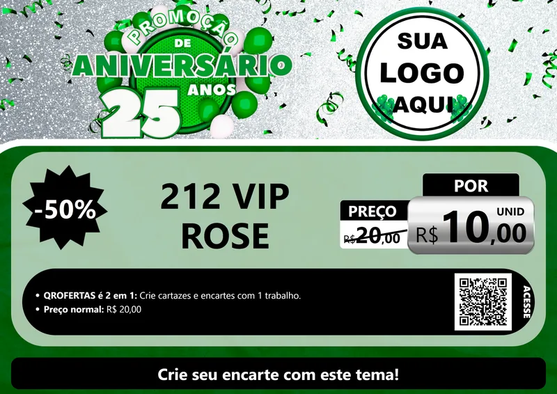 Modelo de Cartaz para Cartaz A4 Horizontal com o tema Promoção de Aniversário - 25 Anos para Perfumes
