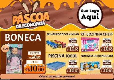 Modelo de Encarte para Encarte A4 Horizontal com o tema Páscoa da Economia para Brinquedos