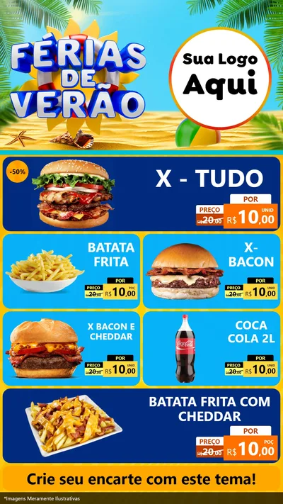 Modelo de TV para TV Vertical com o tema Férias de Verão para Hamburgueria