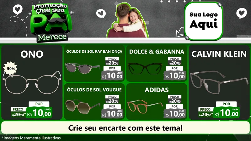 Modelo de TV para TV Horizontal com o tema Promoção Que seu Pai Merece para Óticas