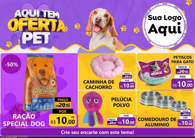 Modelo de Encarte para Encarte A4 Horizontal com o tema Aqui tem Oferta Pet para Pet Shop