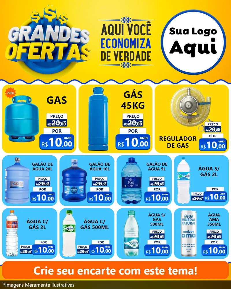 Modelo de Rede Social para Feed Instagram com o tema Grandes Ofertas para Água e gás