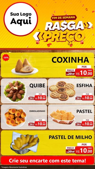 Modelo de TV para TV Vertical com o tema Fim de Semana Rasga Preços para Salgadaria