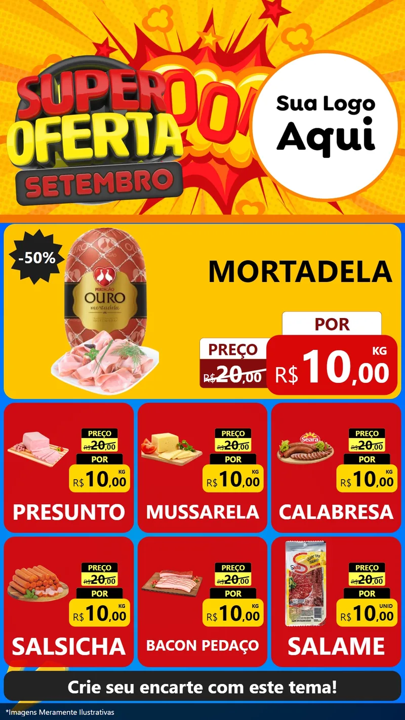 Modelo de Rede Social para Stories com o tema Super Oferta Setembro para Frios e Laticínios