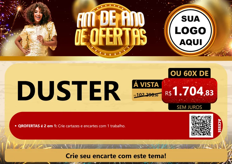 Modelo de Cartaz para Cartaz A4 Horizontal com o tema Fim de Ano de Ofertas para Concessionaria de Carros