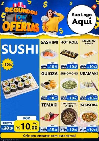 Modelo de Encarte para Encarte A4 Vertical com o tema Segundou de Ofertas para Comida japonesa