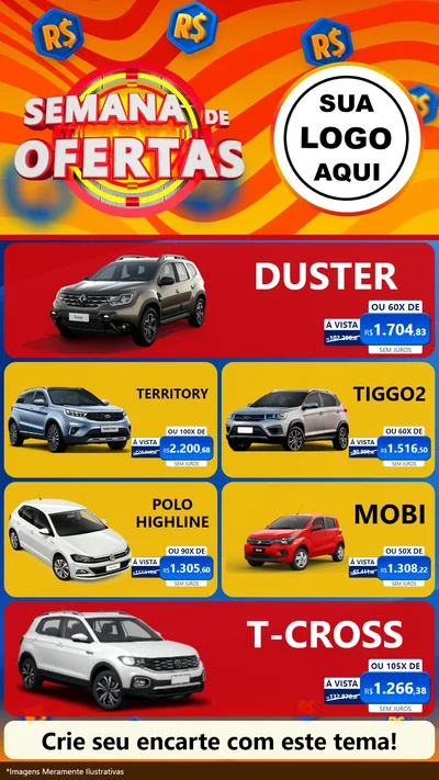 Modelo de TV para TV Vertical com o tema Semana de Ofertas para Concessionaria de Carros